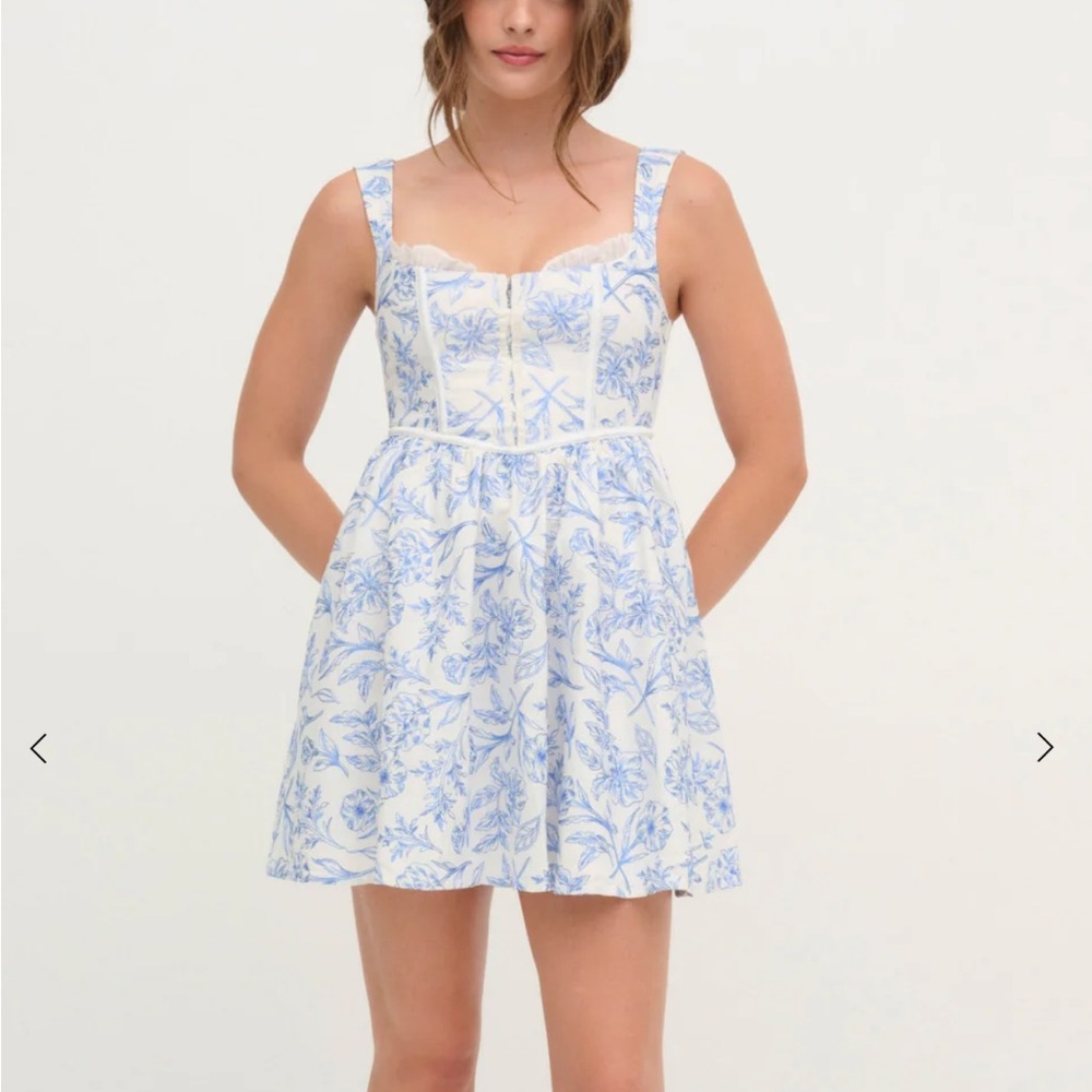 For Love And Lemons ‘Maisie’ Blue and White Mini Dress